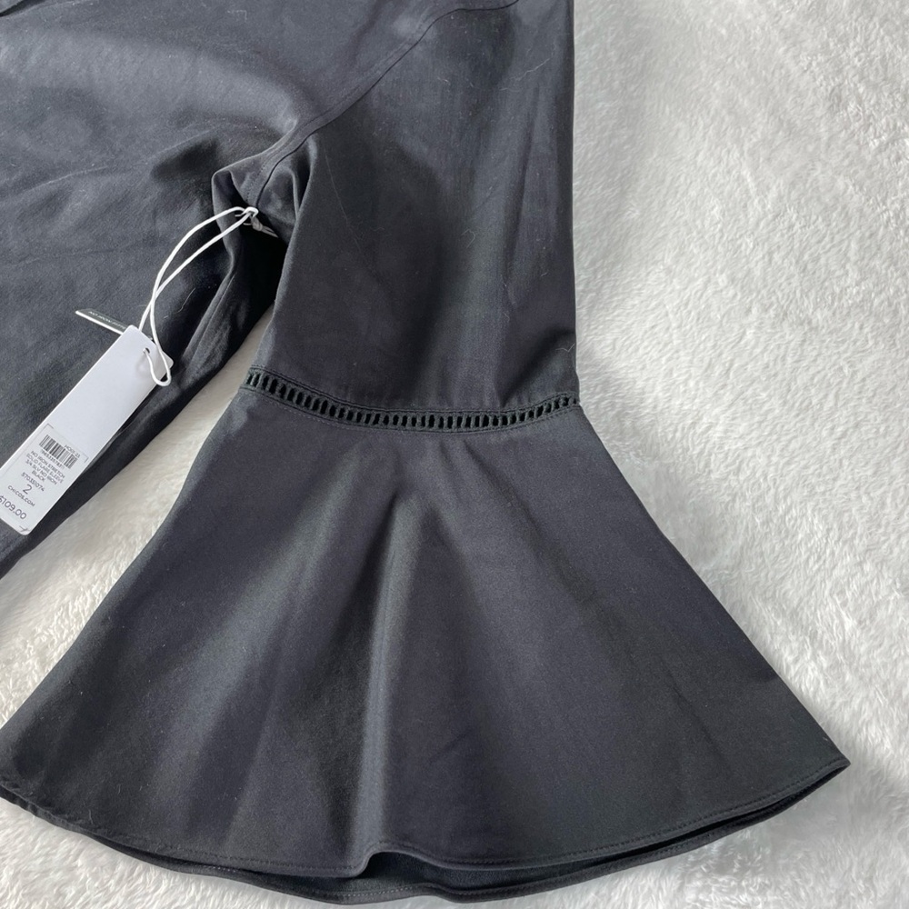 Chico’s Women's Black Stretch Cotton Flared Sleeve LS Button Up Shirt - Sz 2 NWT - Picture 11 of 14